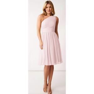 Azazie Katrina One Shoulder Bridesmaid Dress Womens Size 2 Blushing Pink New